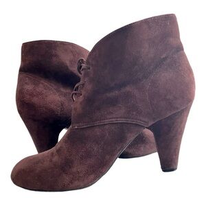 Me Too Boots Womens 11 M Odelia Heels Ankle Booties Brown Leather Tassel Lace Up